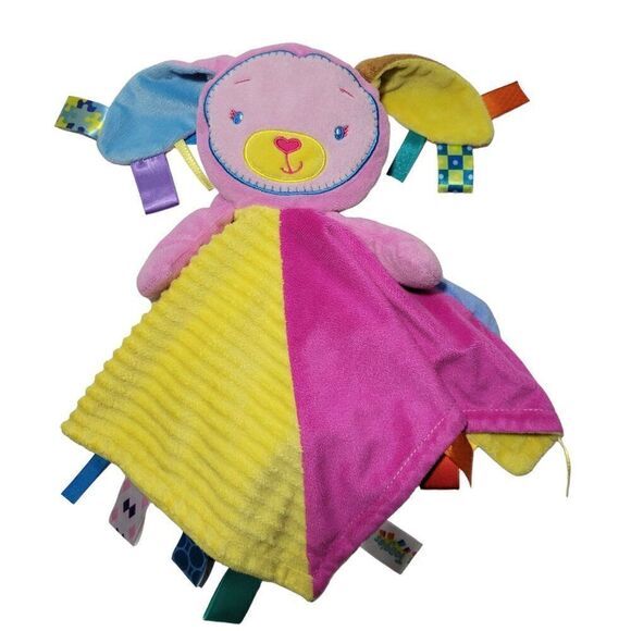 Taggies Baby Lovey Bunny Rabbit Patchkin Pals Security Blanket Plush Toy 14x14 - Picture 2 of 13